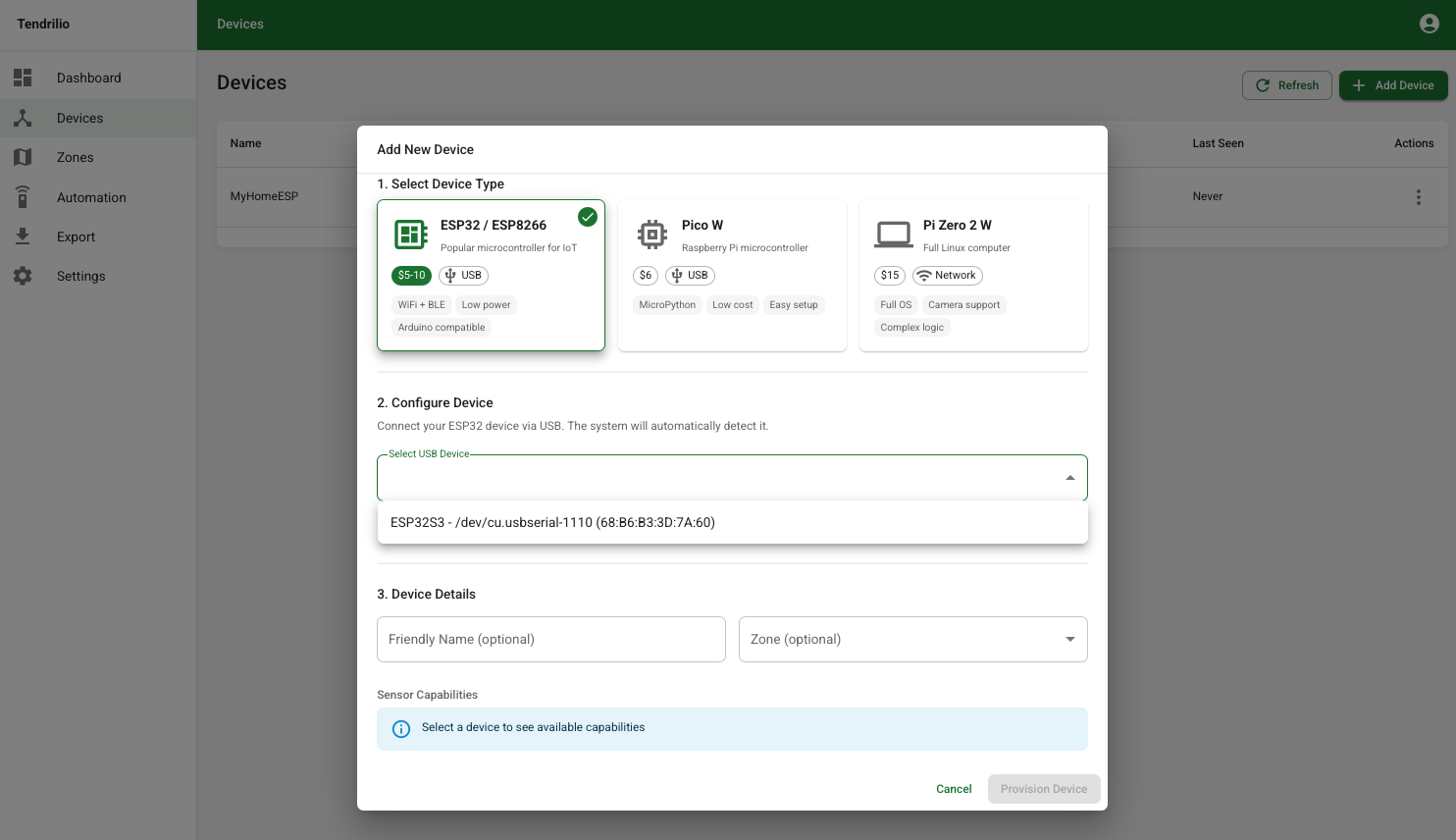 Provisioning Wizard Screenshot