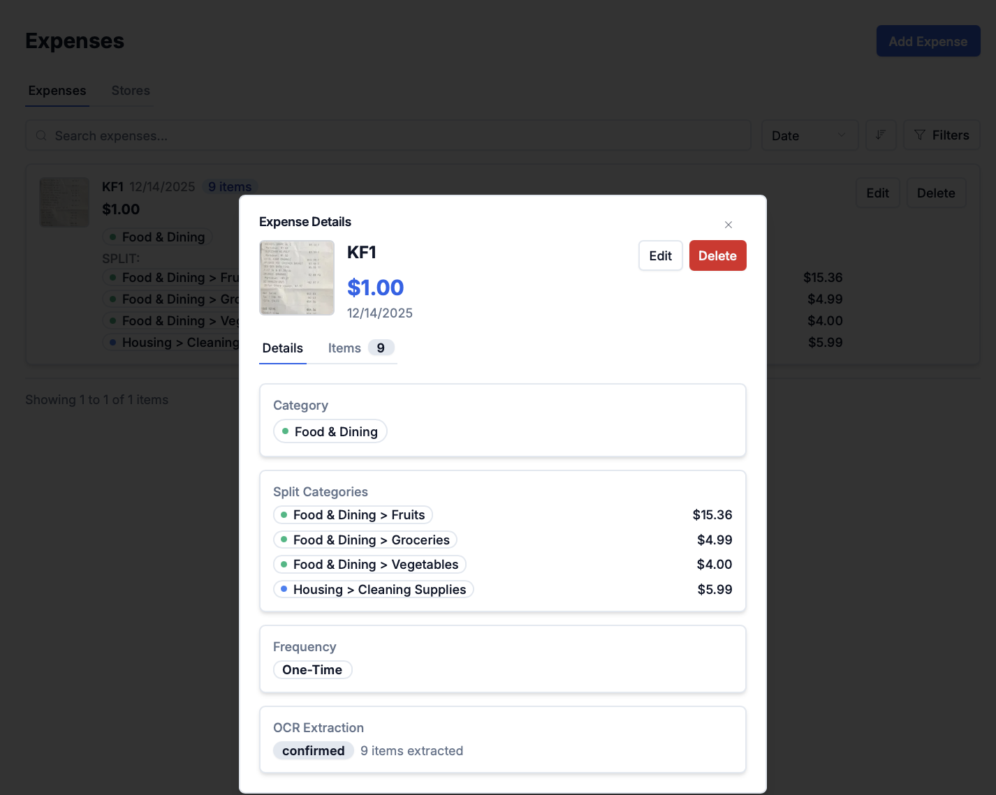 Budget Tracker Receitp